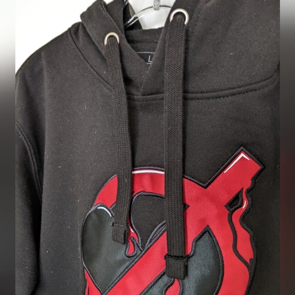 Men's Black and Red Love Hoodie - Picture 3 of 9